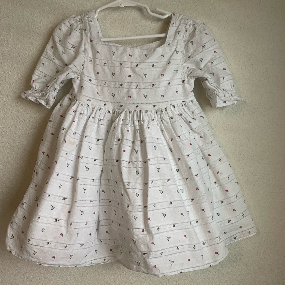 Janie and Jack Floral Swiss Dot Dress size 3 - Picture 4 of 9